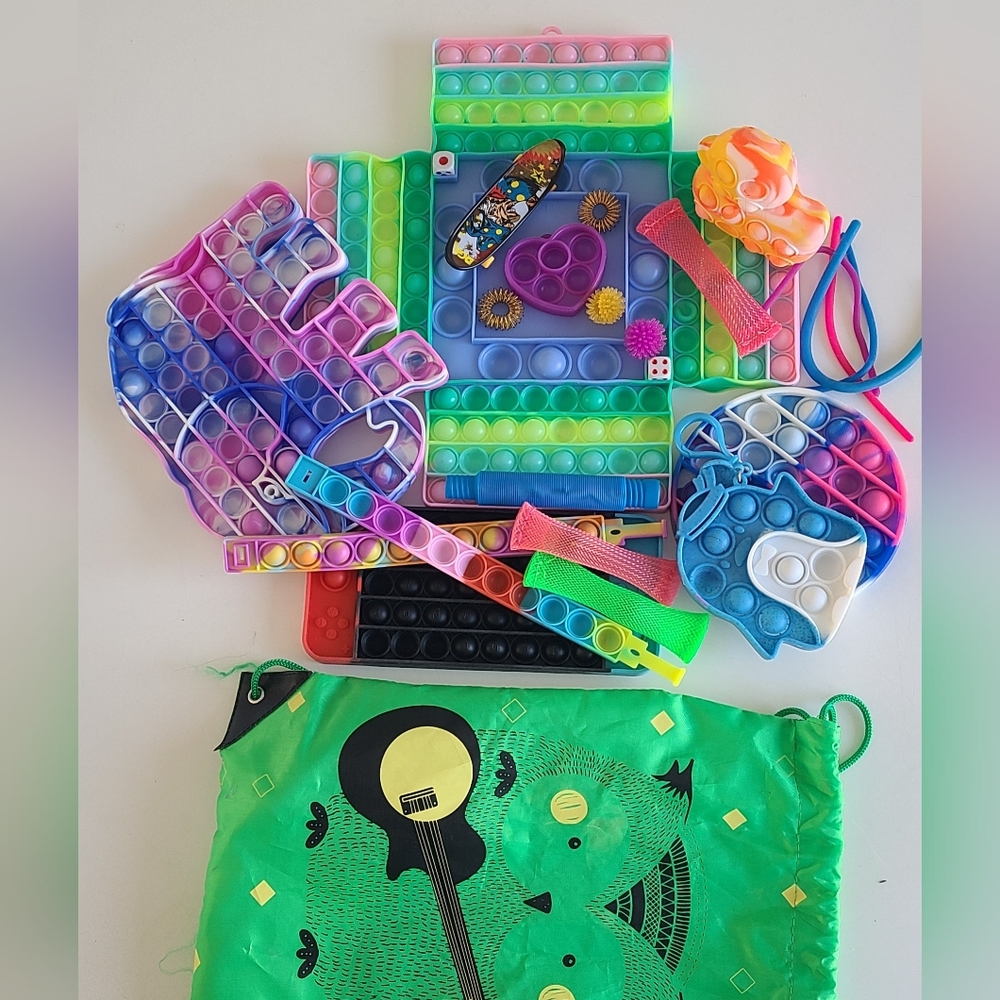 Bag of Colorful Pop It Fidget Toys